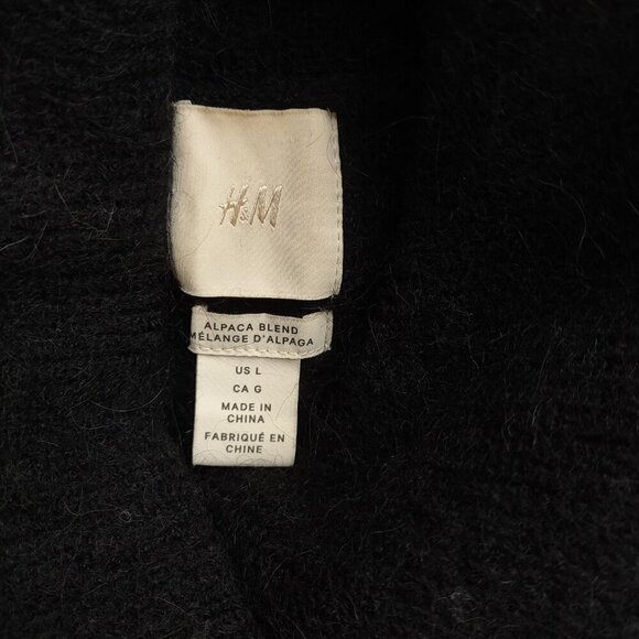 H&M Alpaca & Wool Cowl Neck Sweater Relaxed Fit Soft Knit Boho Indie Size Large - Picture 10 of 11